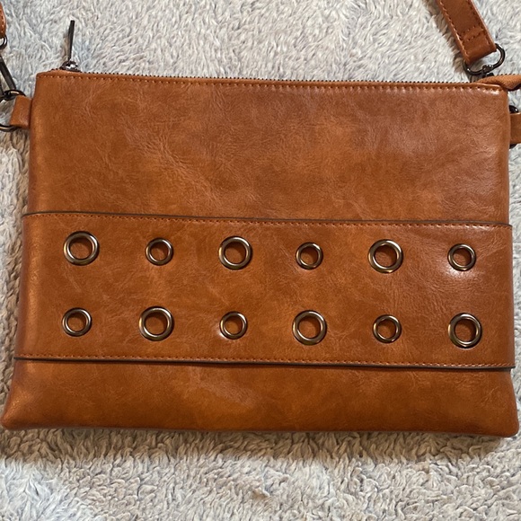 Faux Brown Leather Crossbody/Clutch - Picture 3 of 10